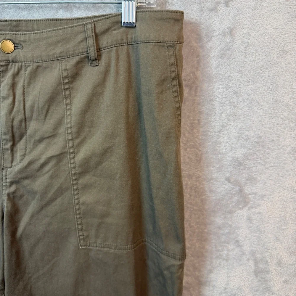 Lisa Rinna Collection Pants Womens 16 Green Wide Leg Utility Cargo A295847 Olive